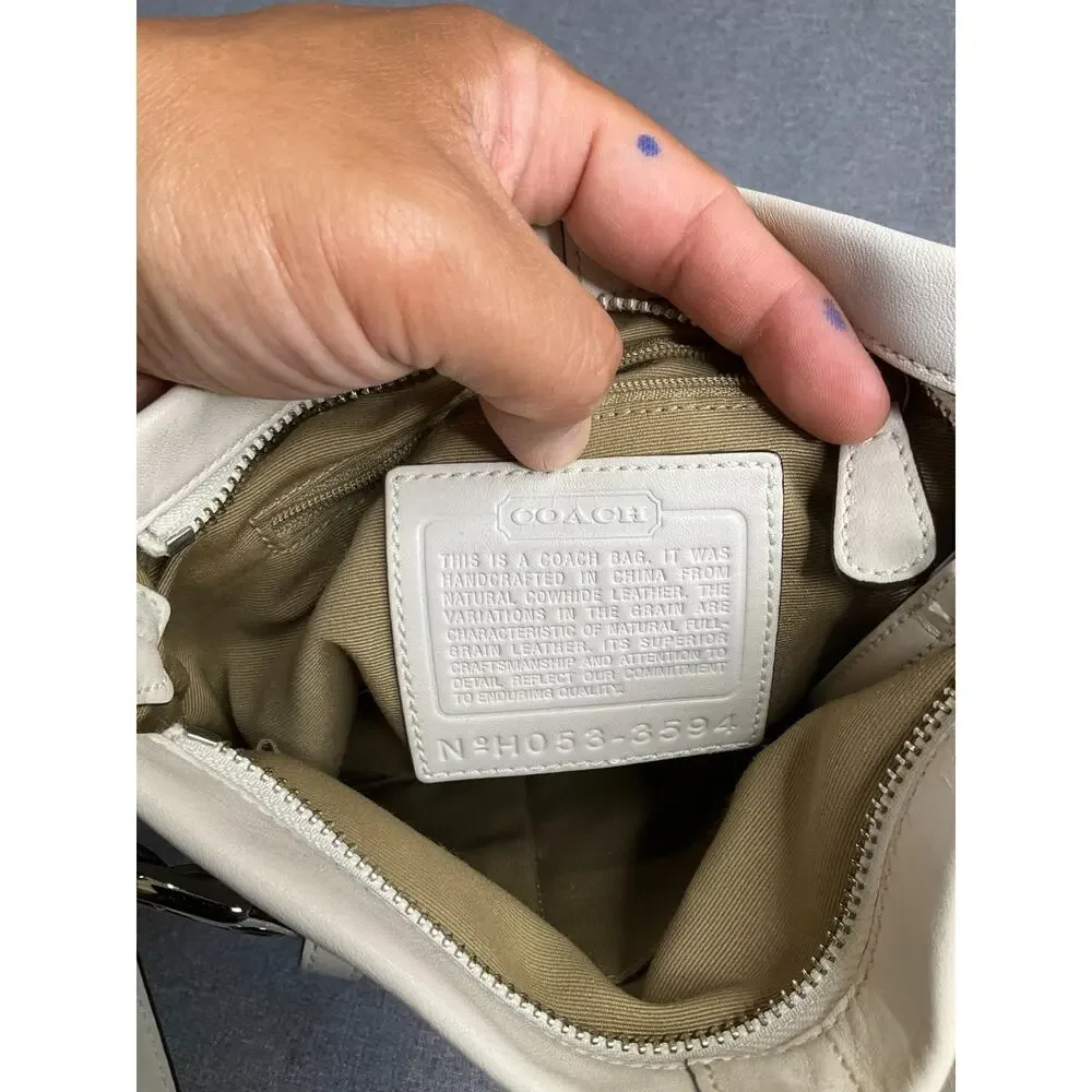 COACH Shoulder Bag Crossbody Logo Hardware Leather White 3594